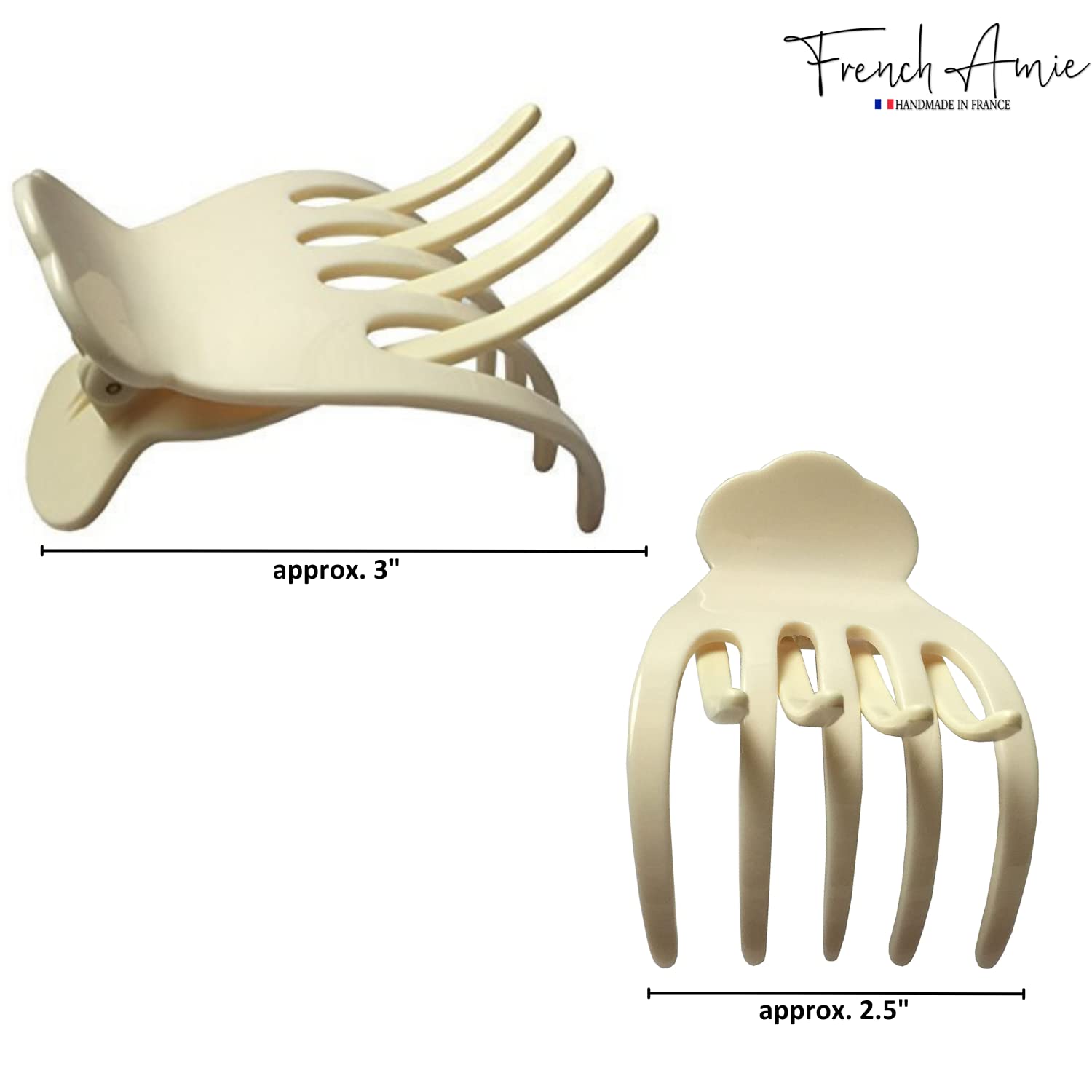 French Amie Scoop Large Cellulose Handmade Hair Side Slider Beak Jaw Claw Clip
