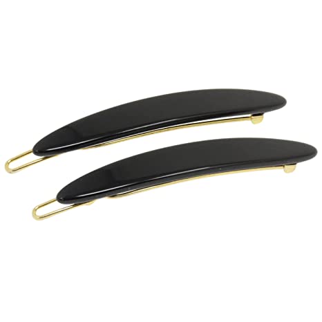 French Amie Narrow Oblong Small Set of 2 Hair Slide-in Barrette Clips –