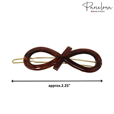 Parcelona French Ribbon Knot Infinity Small Cellulose Hair Barrettes for Women