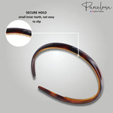 Parcelona French Narrow Thin Wide 1/2" Shell Celluloid Headband for Women 2 pcs