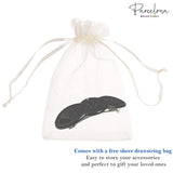 Parcelona French Medium Button Glossy Black Celluloid Acetate Hair Clip Barrette