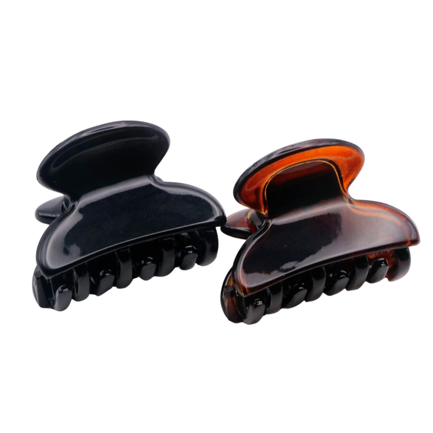 Parcelona French Glossy Oval Very Small 1.25" Cellulose Hair Claws Set of 2