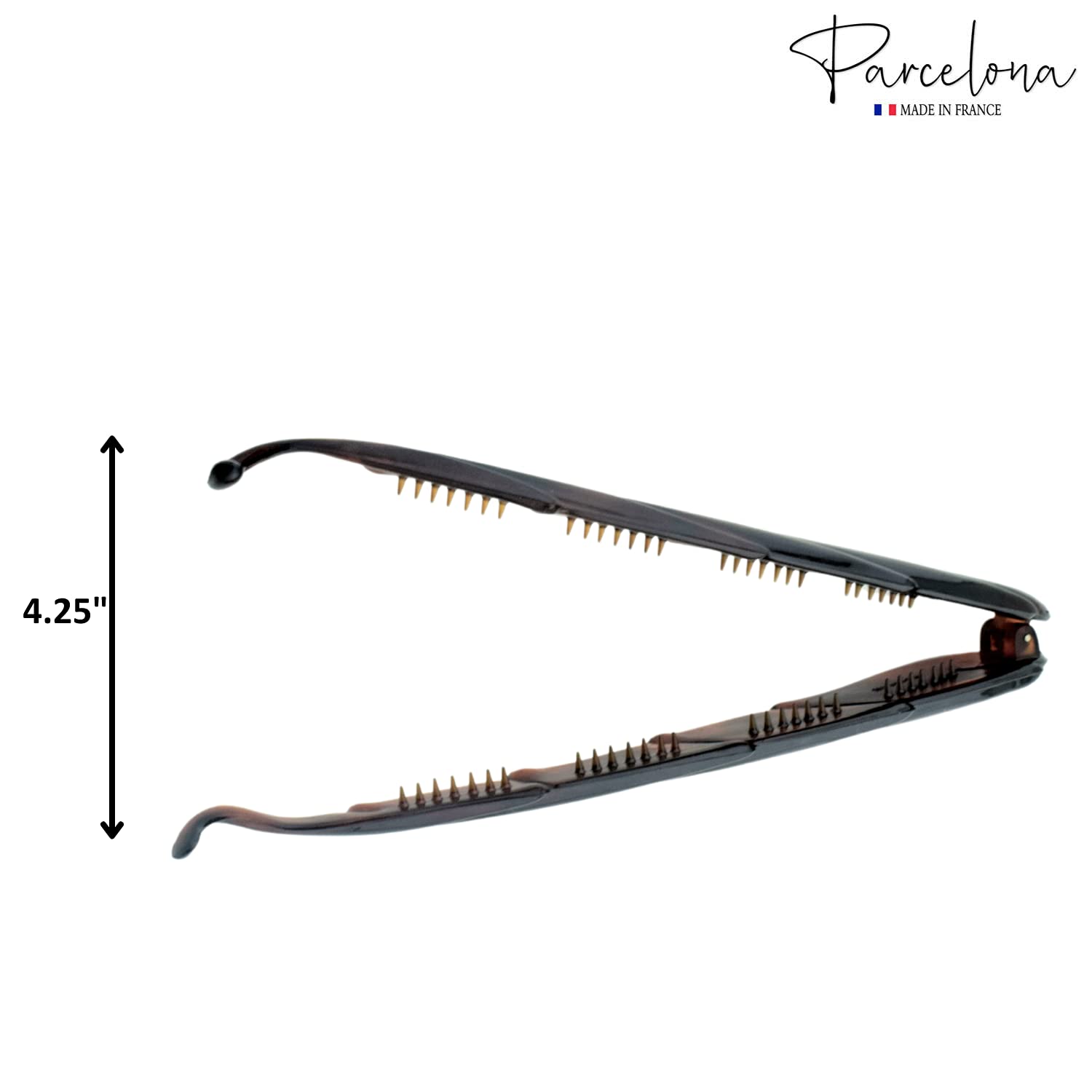 Parcelona French Curvy Rectangle Tortoise Shell Brown Large Banana Hair