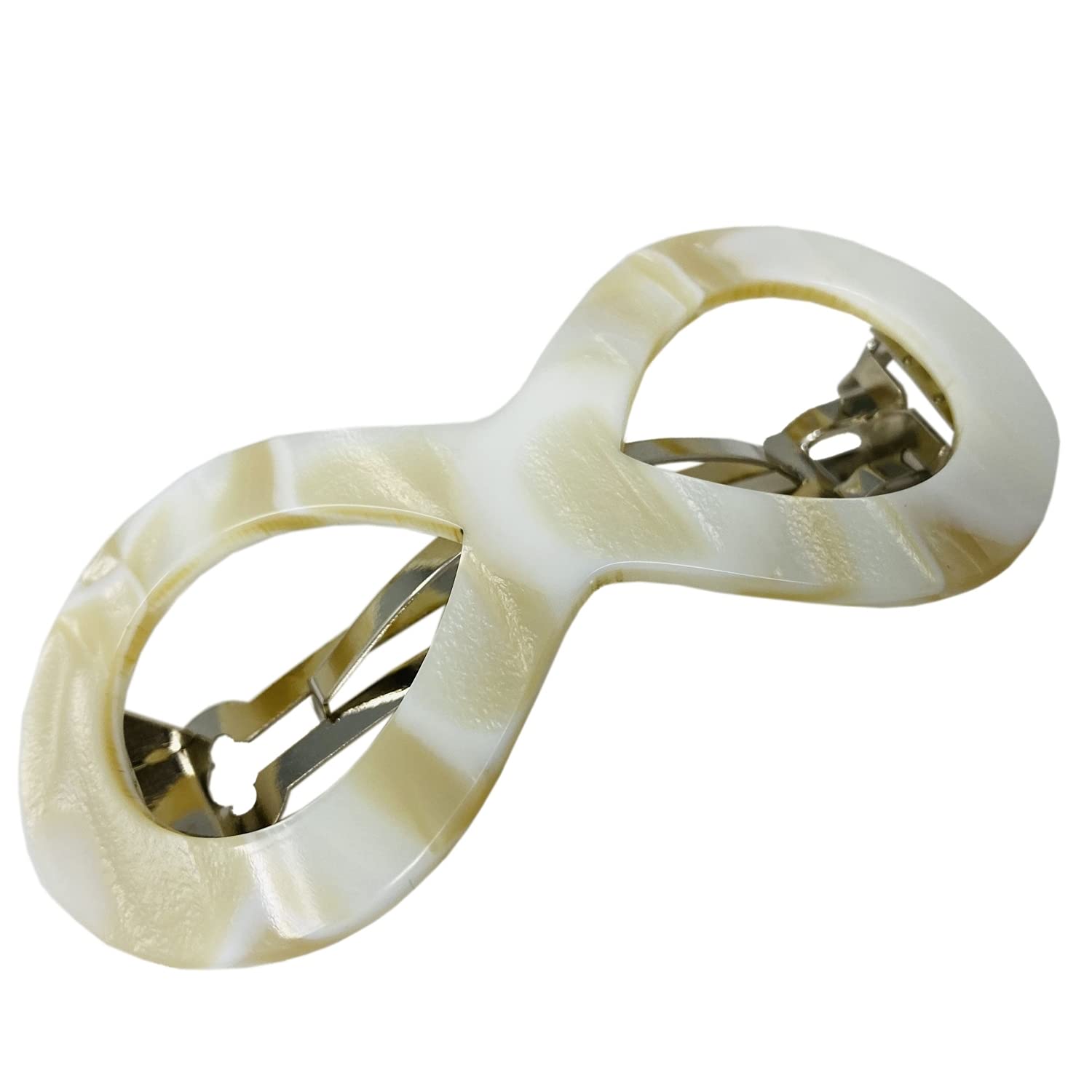 French Amie Infinity Loop 3” Cellulose Handmade Automatic Hair Barrette