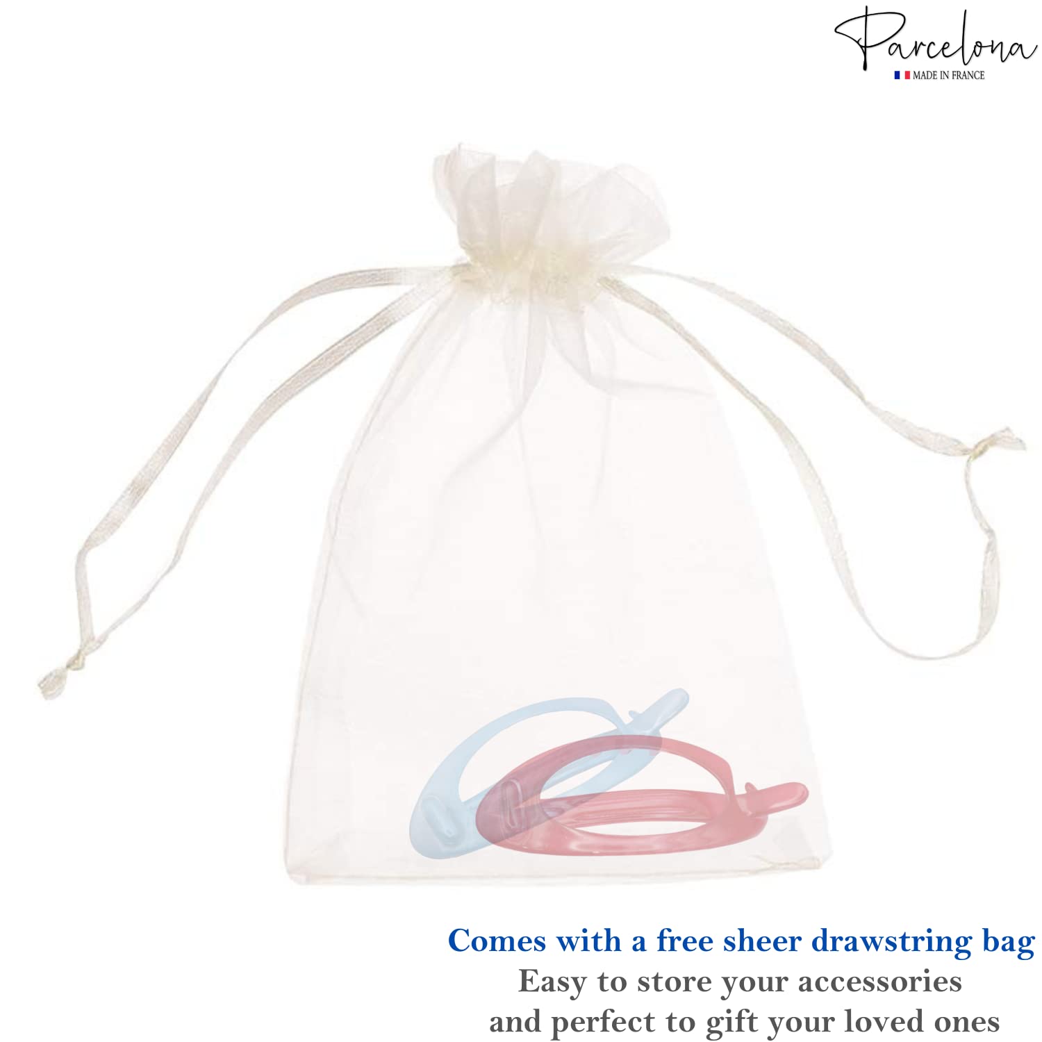 Parcelona French Plain Oval Small Cellulose Set of 2 Metal Free Hair Barrettes