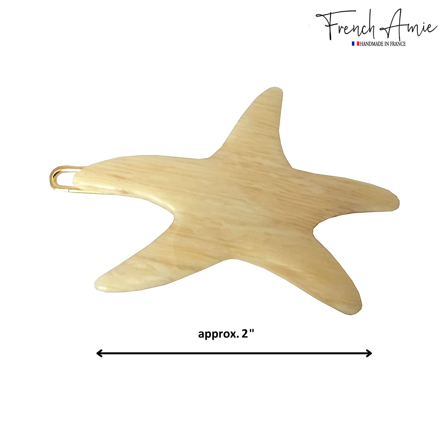 French Amie Star Small Cellulose Handmade Hair Slide Barrette With Snap Clips