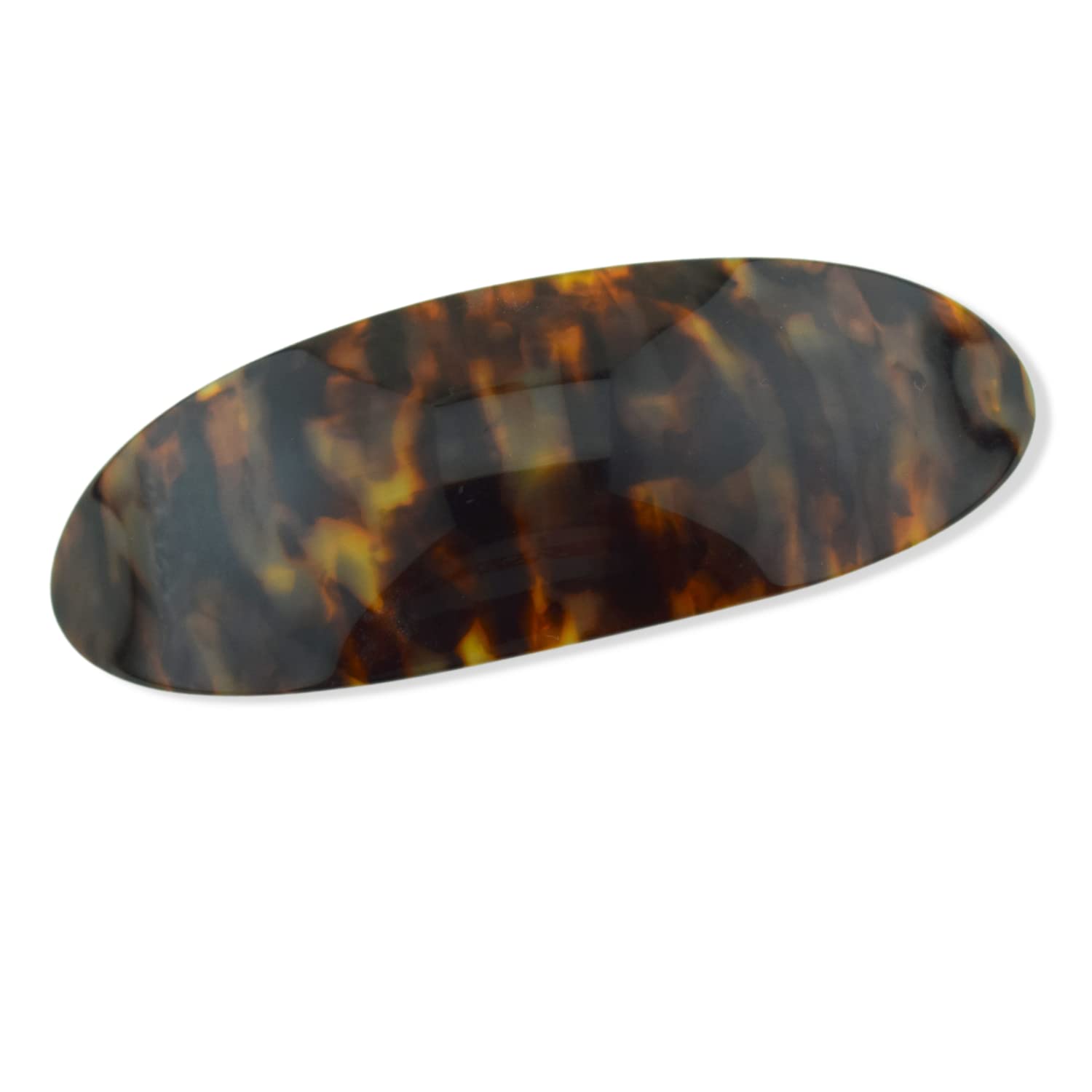 French Amie Oval Volume Large Cellulose Handmade Barrette(Shaded Yellow Tokyo)