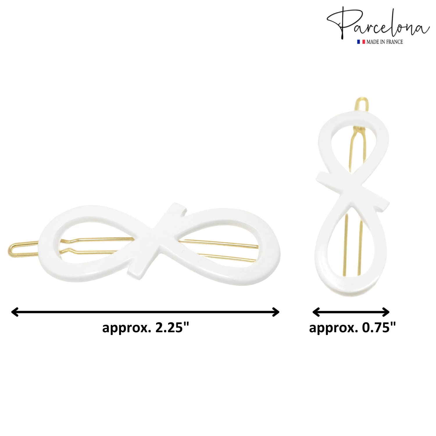Parcelona French Ribbon Knot Infinity Small Cellulose Hair Barrettes for Women