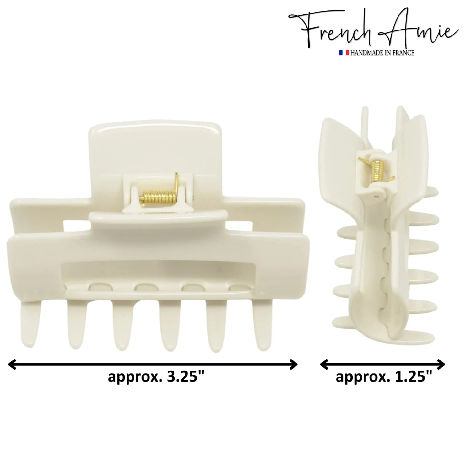 French Amie Geo Medium 3 1/4" Cellulose Acetate Handmade Jaw Hair Claw Clip Women