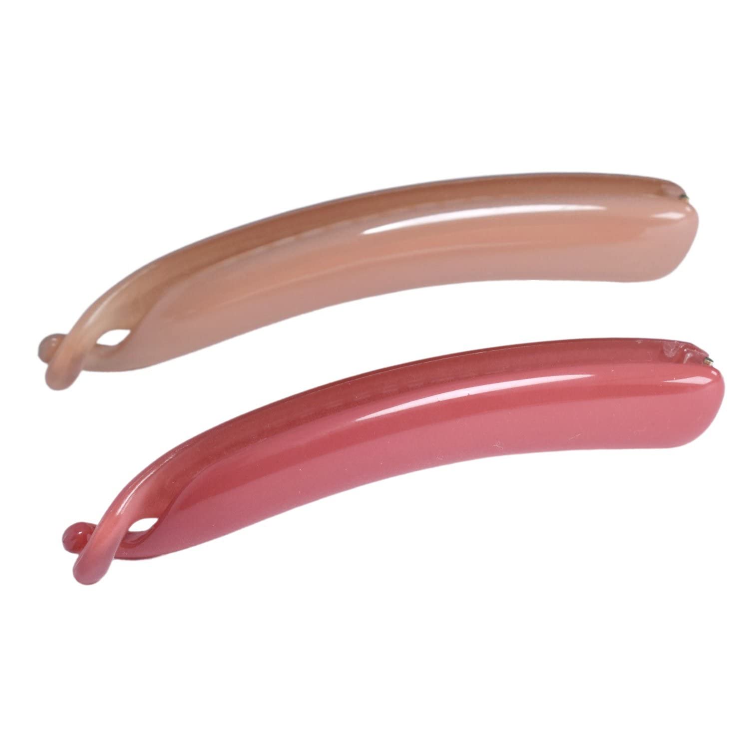 Parcelona French Small 3.75” Cellulose Set of 2 Banana Hair Clips for Women