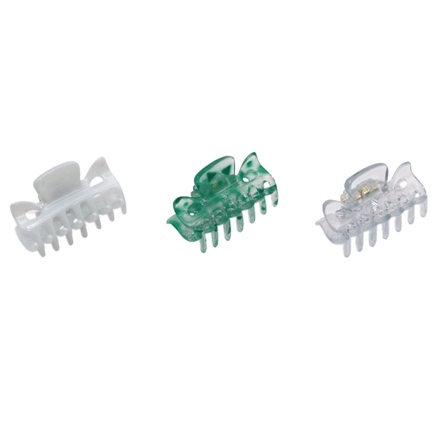 Parcelona French Classic 1.5" Small Celluloid Set of 3 Hair Claws for Women