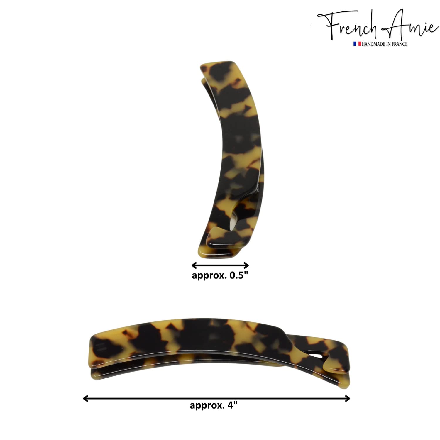 French Amie Elongated Curve 4" Cellulose Handmade Banana Hair Clip for Women