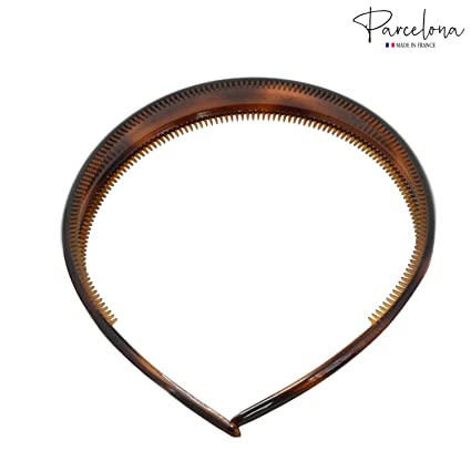 Parcelona French Bold 1/2" Wide Shell Celluloid Set of 2 Headbands for Women