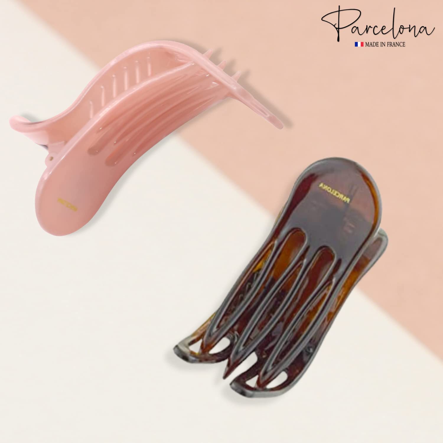 Parcelona French Simply Bear Paw Medium 3” Cellulose Set of 2 Hair Claw Clips
