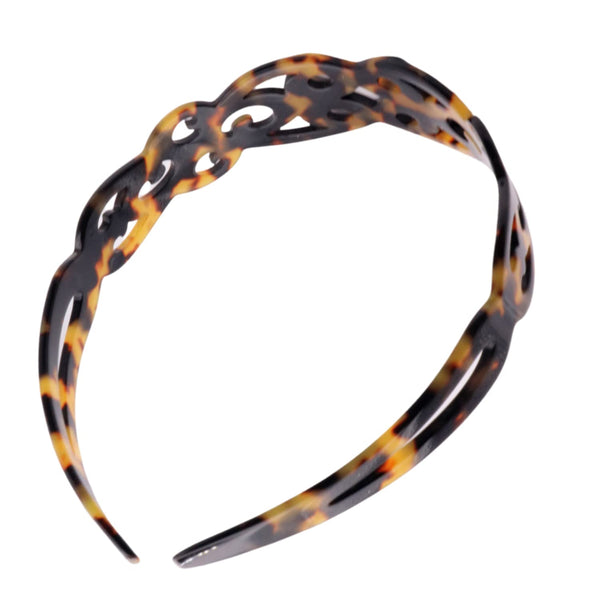 French Amie Filigree Wide 1" Celluloid Handmade Headband for Women