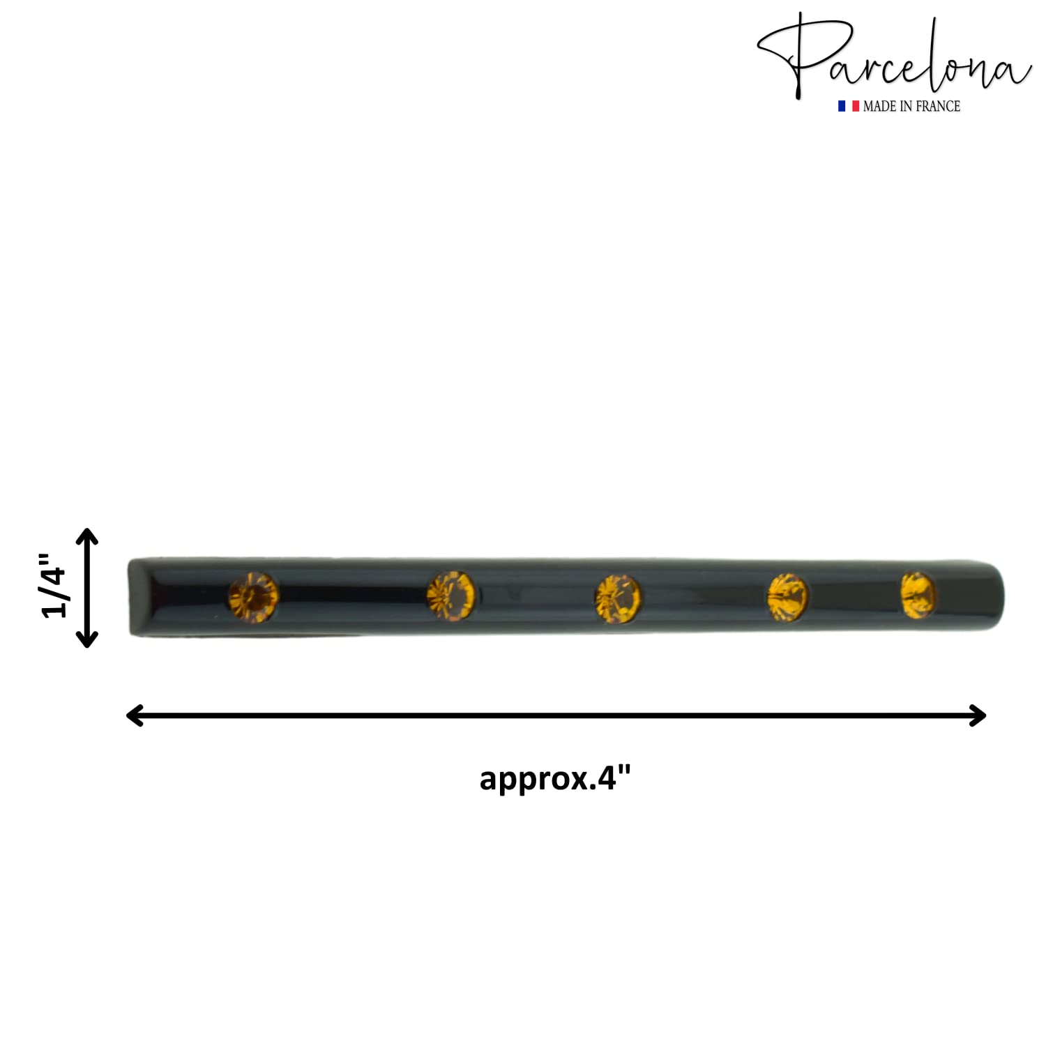 Parcelona French Long Narrow Crystals Large Cellulose Acetate Hair Clip Barrette