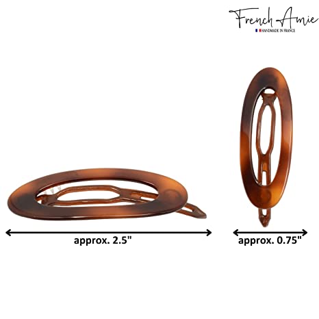 French Amie Oval Cut Out Small Handmade Cellulose Snap Hair Barrette for Women