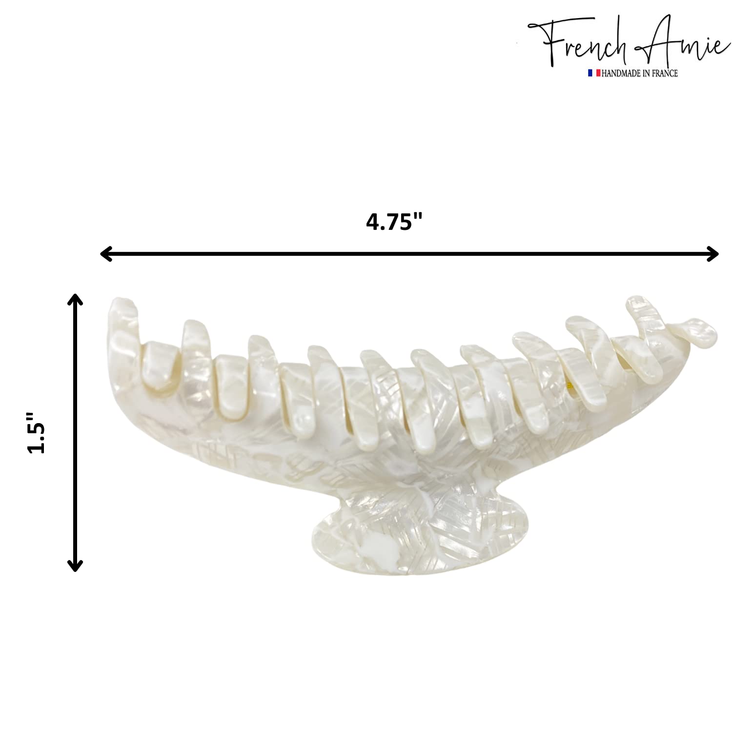French Amie Contour Large 4 ¾” Cellulose Handmade Jaw Hair Claw Clip for Women