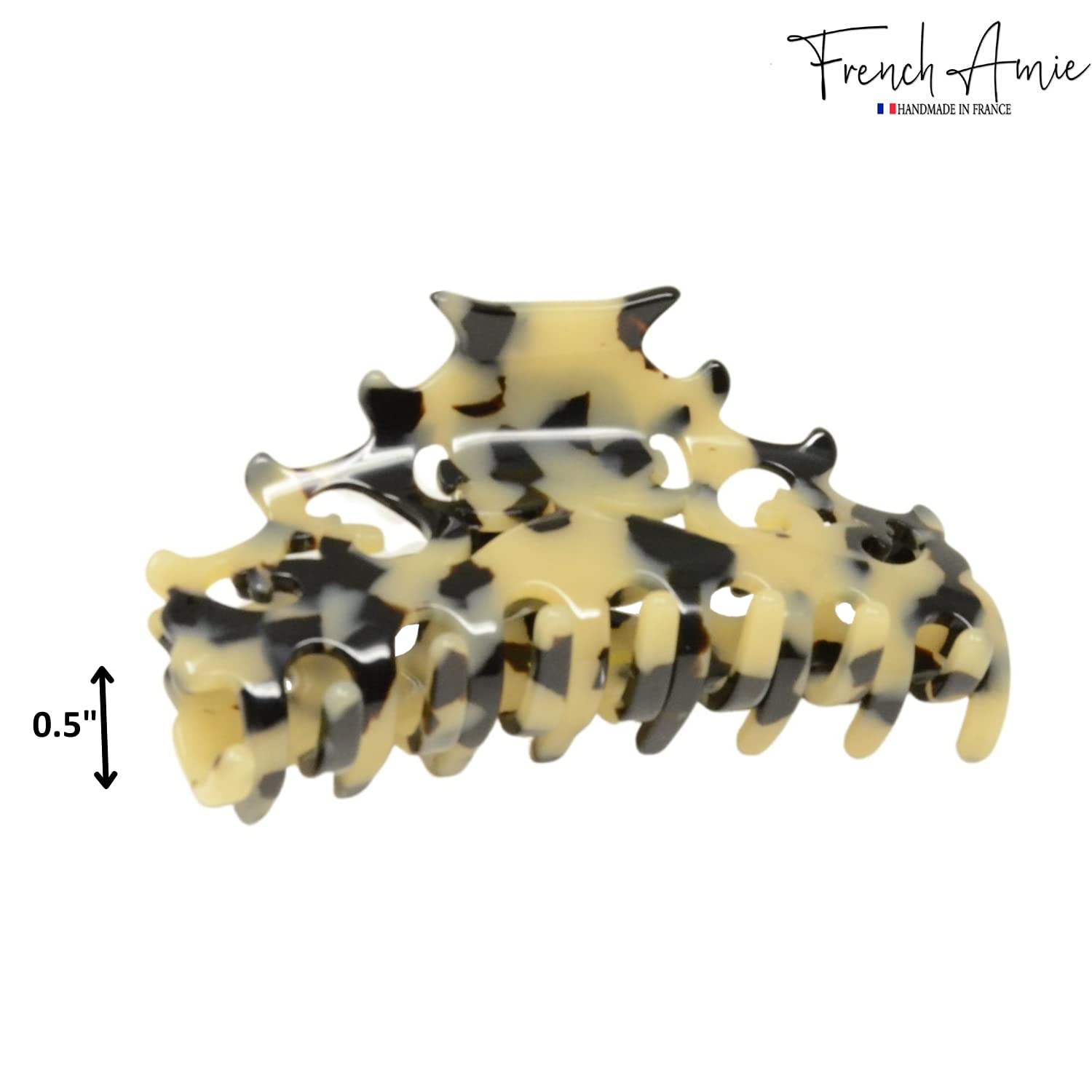 French Amie Beau Medium Handmade Cellulose Jaw Hair Claw for Women and Girls
