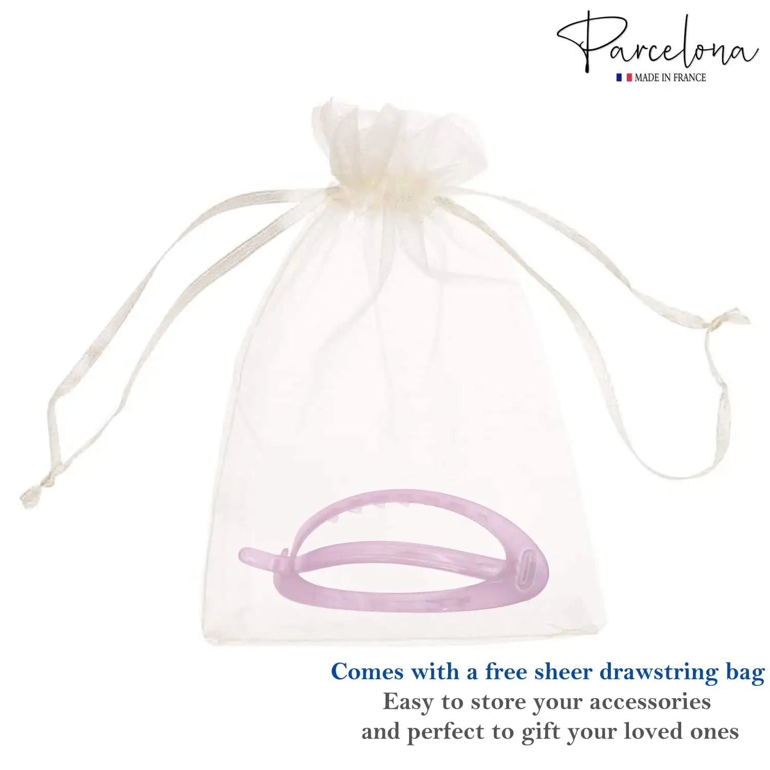 Parcelona French Plain Oval Simple Large Metal Free Hair Barrette for Women