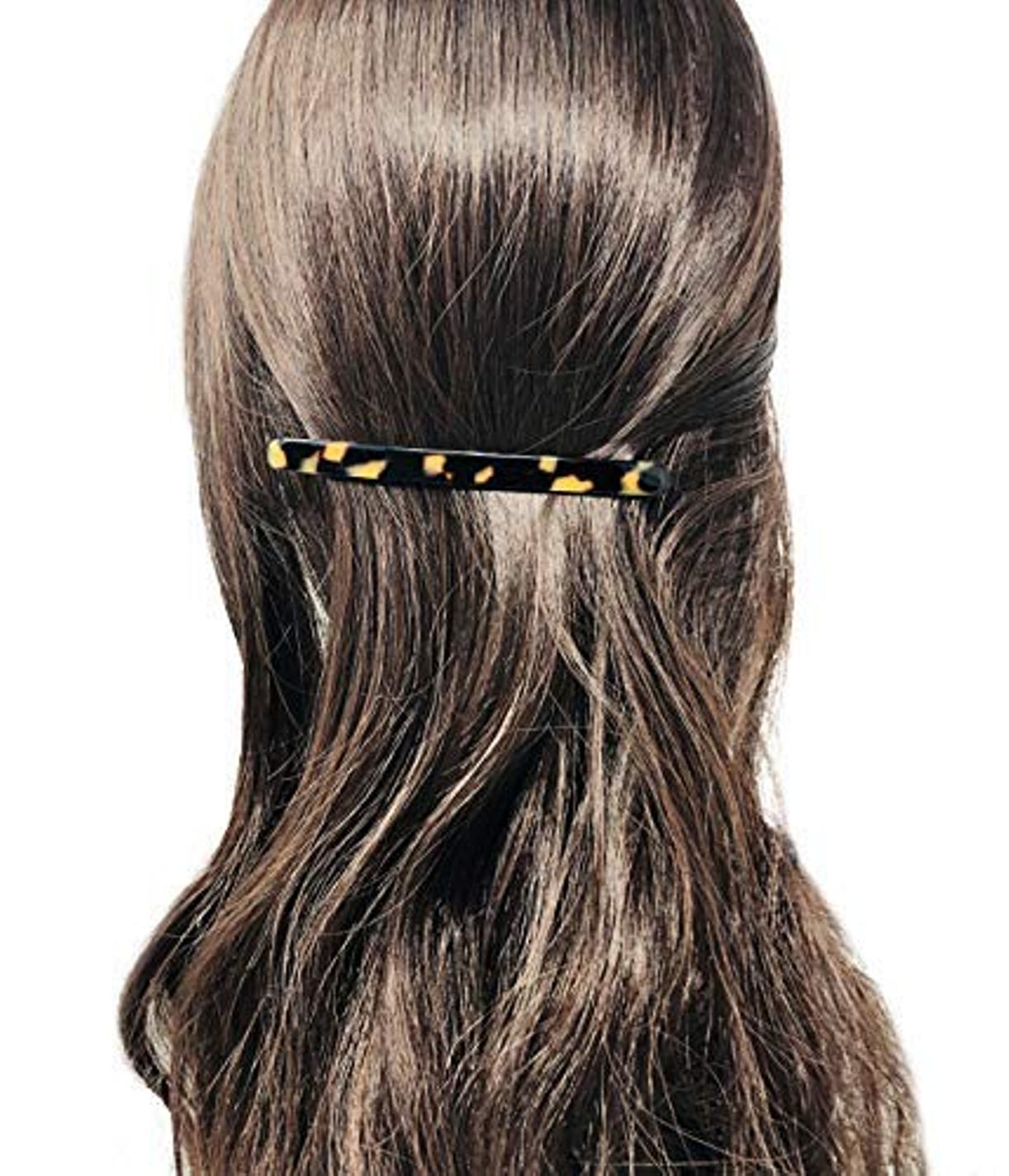 French Amie Skinny Lean Black Rounded Edges Handmade Hair Clip Barrette