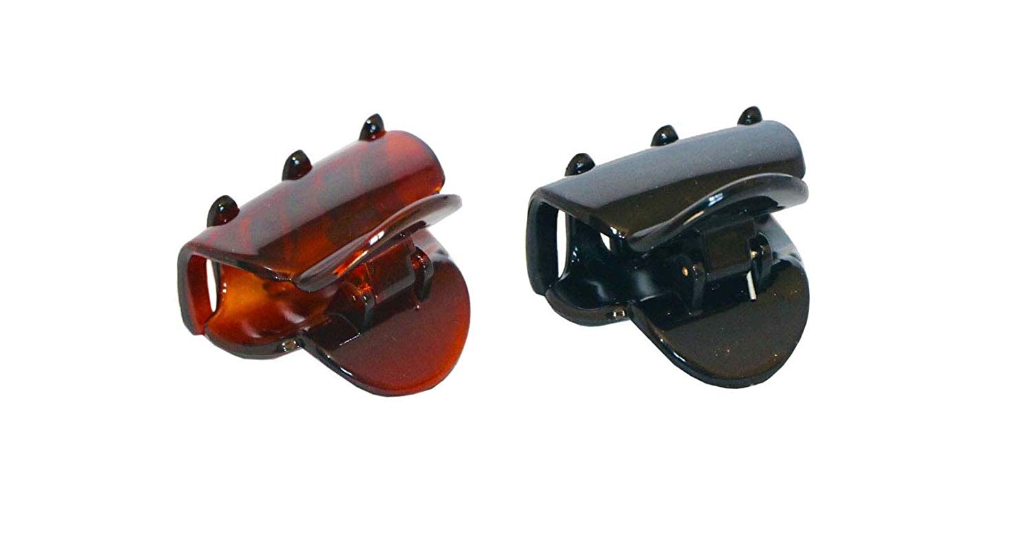 Parcelona French Duo Plain Shell And Black Cellulose Set of 2 Small Hair Claws