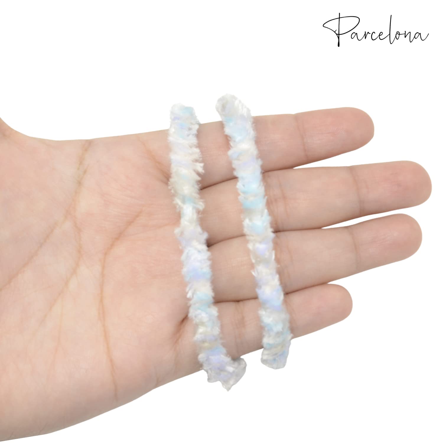 Parcelona Flexible Set of 4 Chenille Ponytail Holder Elastic Hair Ties