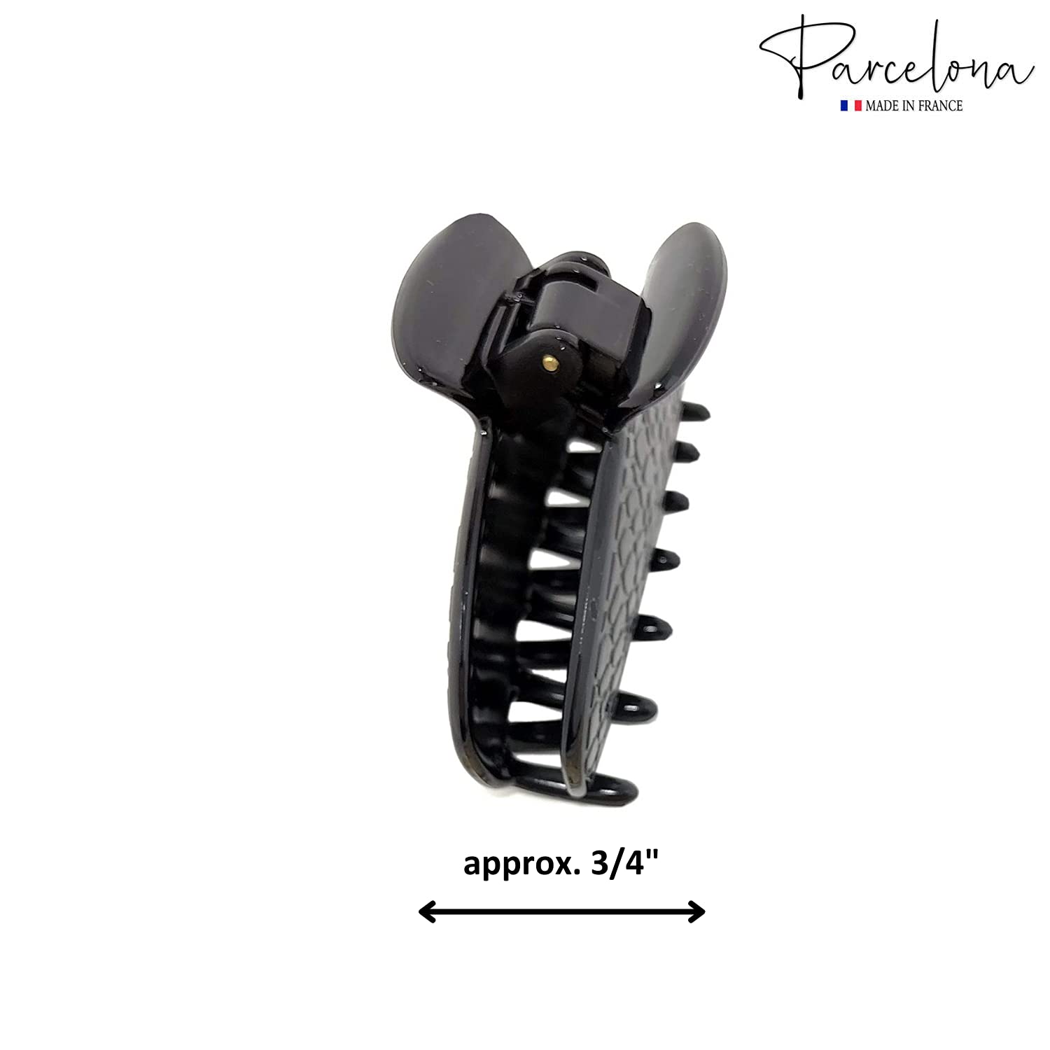 Parcelona France Croco Medium 3 1/2 Inches Cellulose Black Claw Jaw Hair Clip