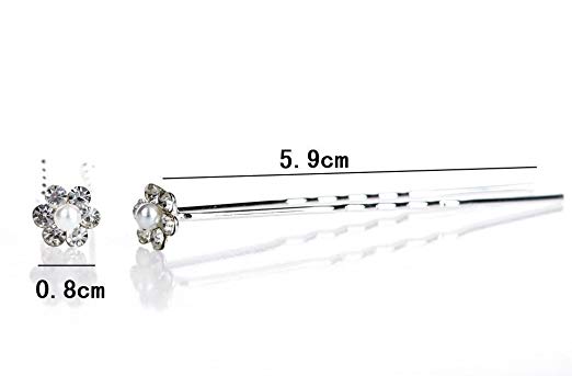 Moeni Bridal Wedding Prom Faux Small Pearl Rhinestone Crystal Flower Hair Stylin