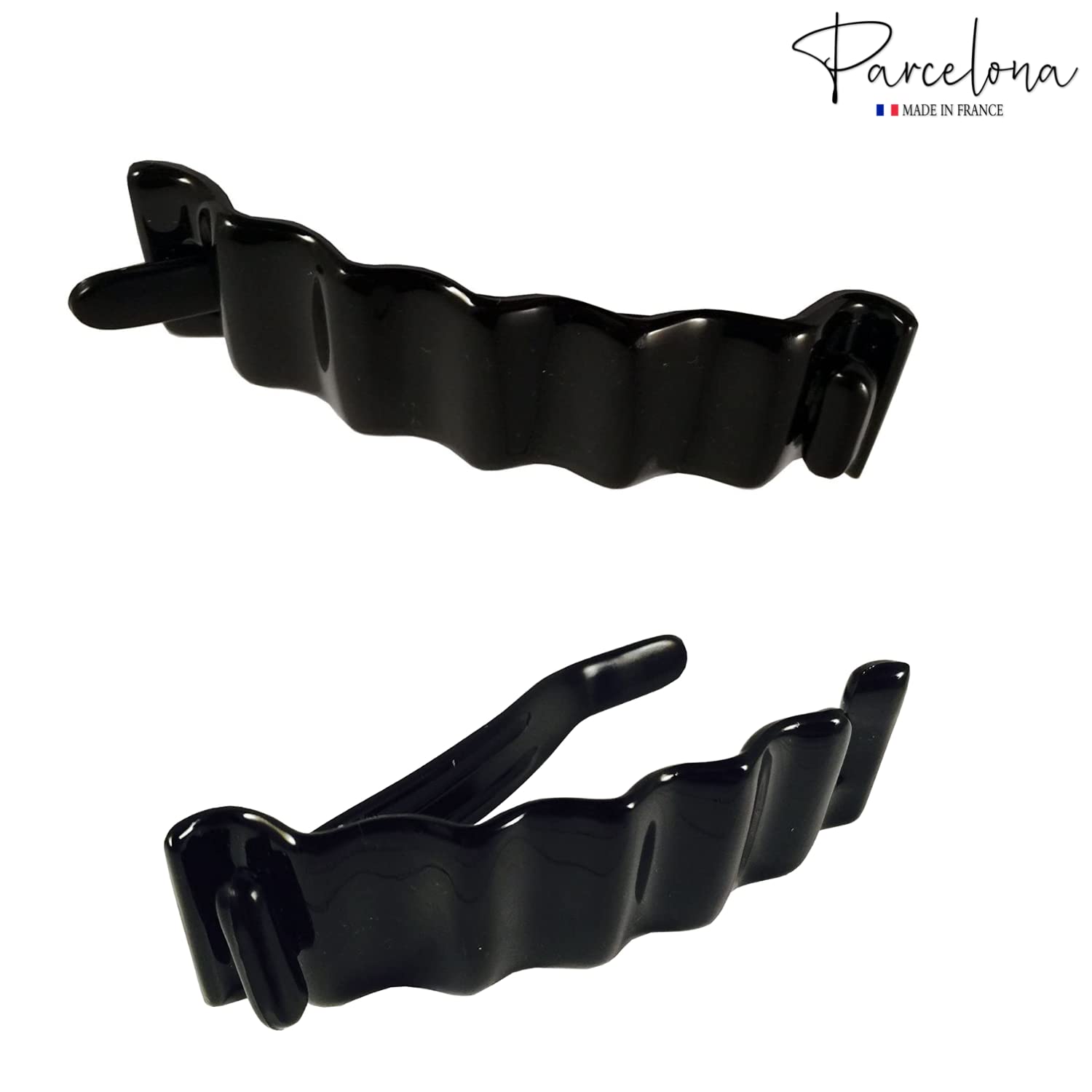 Parcelona French Crinkled Shell Small Metal Free Cellulose Hair Barrette