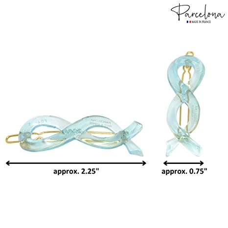 Parcelona French Infinity Ribbon Small Cellulose Hair Barrettes for Women(2 Pcs)