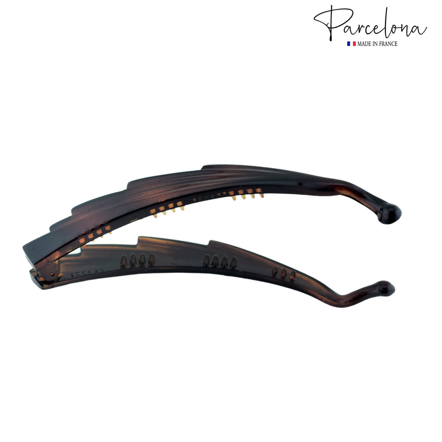 Parcelona French Curvy Rectangle Brown Large Banana Hair Clip