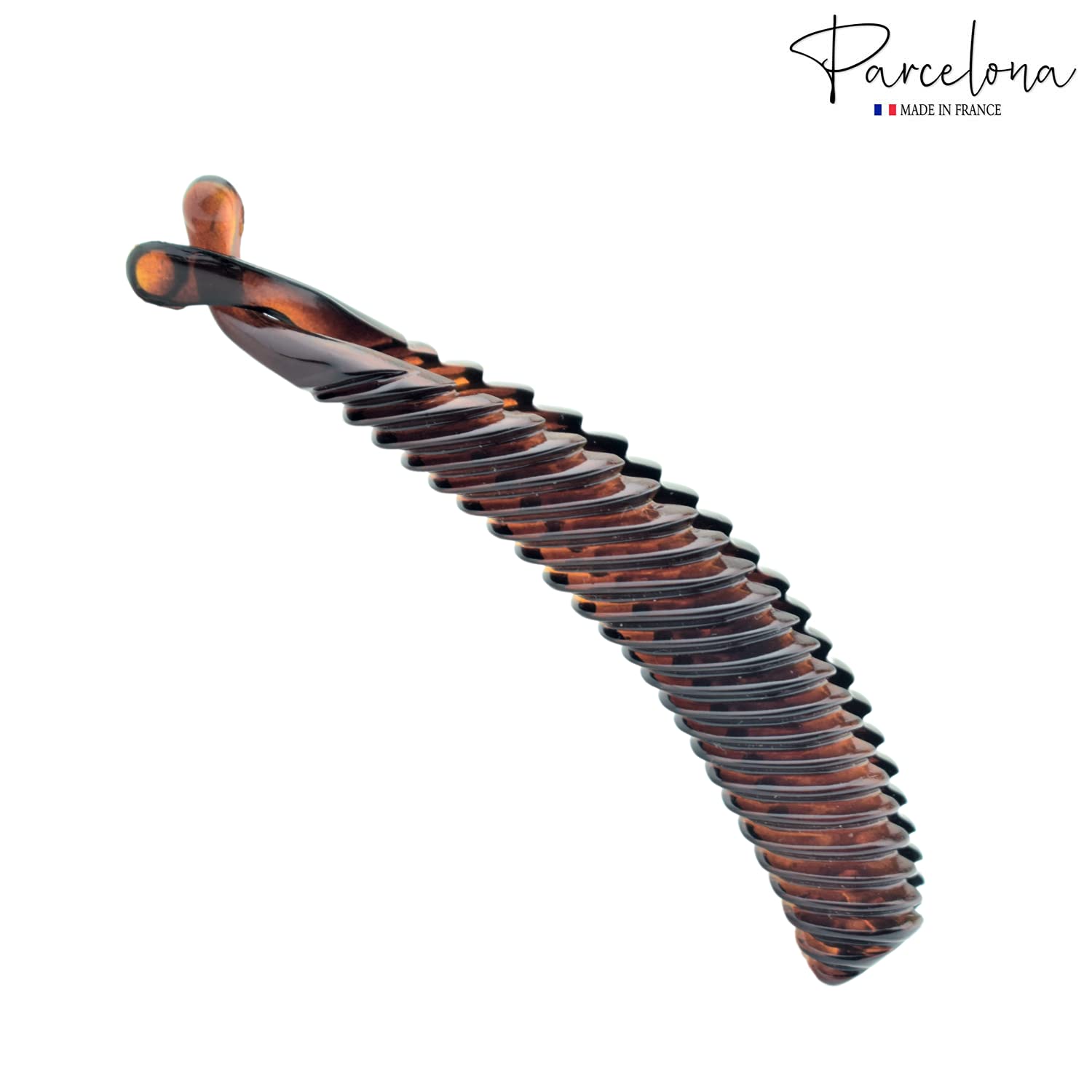Parcelona French Medium Brown Cellulose Ponytail Interlocking Banana Hair Clip