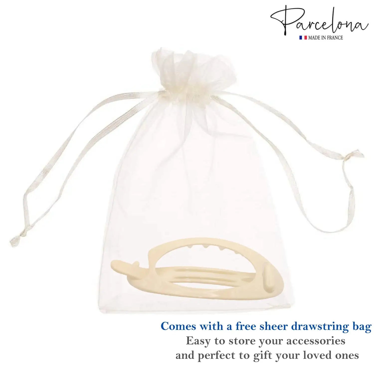 Parcelona French Plain Oval Small Cellulose Metal Free Hair Barrette for Women
