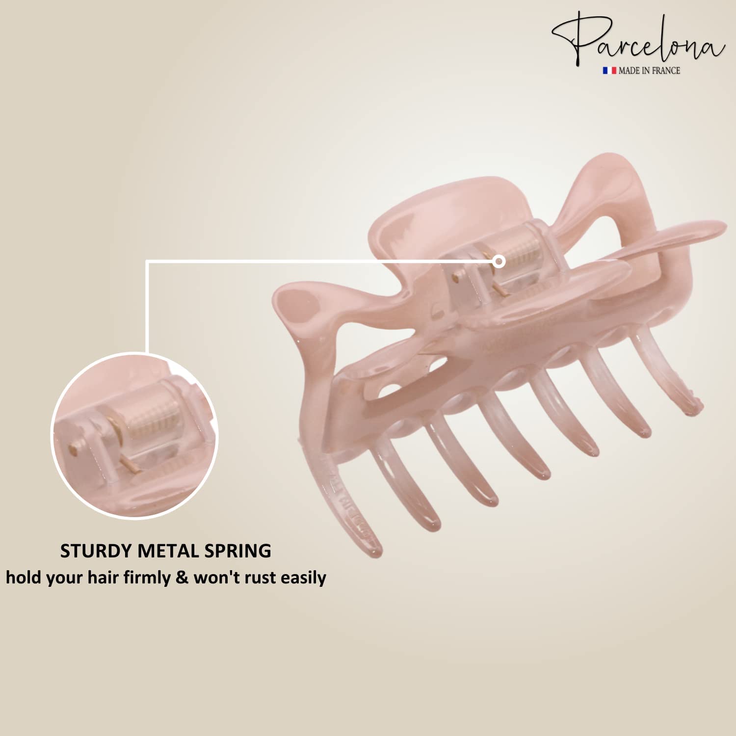 Parcelona French Classic 3" Medium Cellulose Hair Claws for Women & Girls (2Pcs)