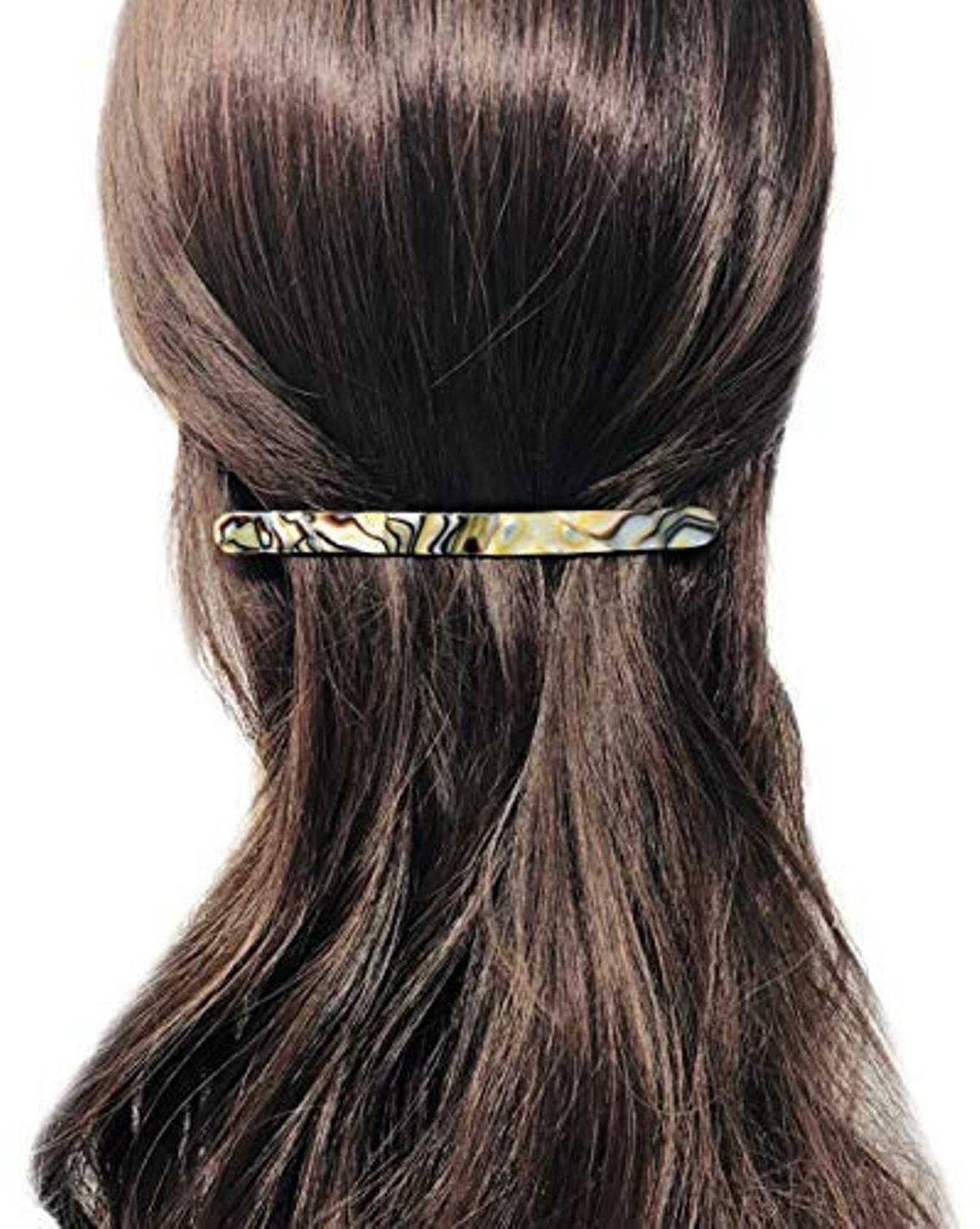 French Amie Skinny Lean Black Rounded Edges Handmade Hair Clip Barrette