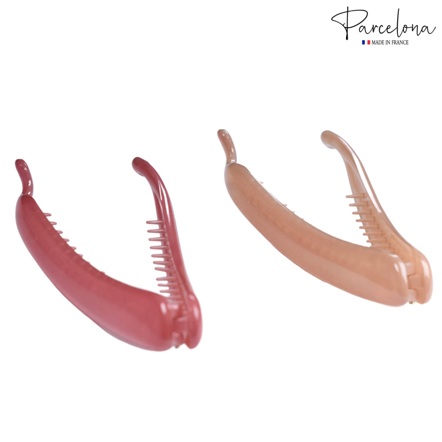 Parcelona French Small 3.75” Cellulose Set of 2 Banana Hair Clips for Women