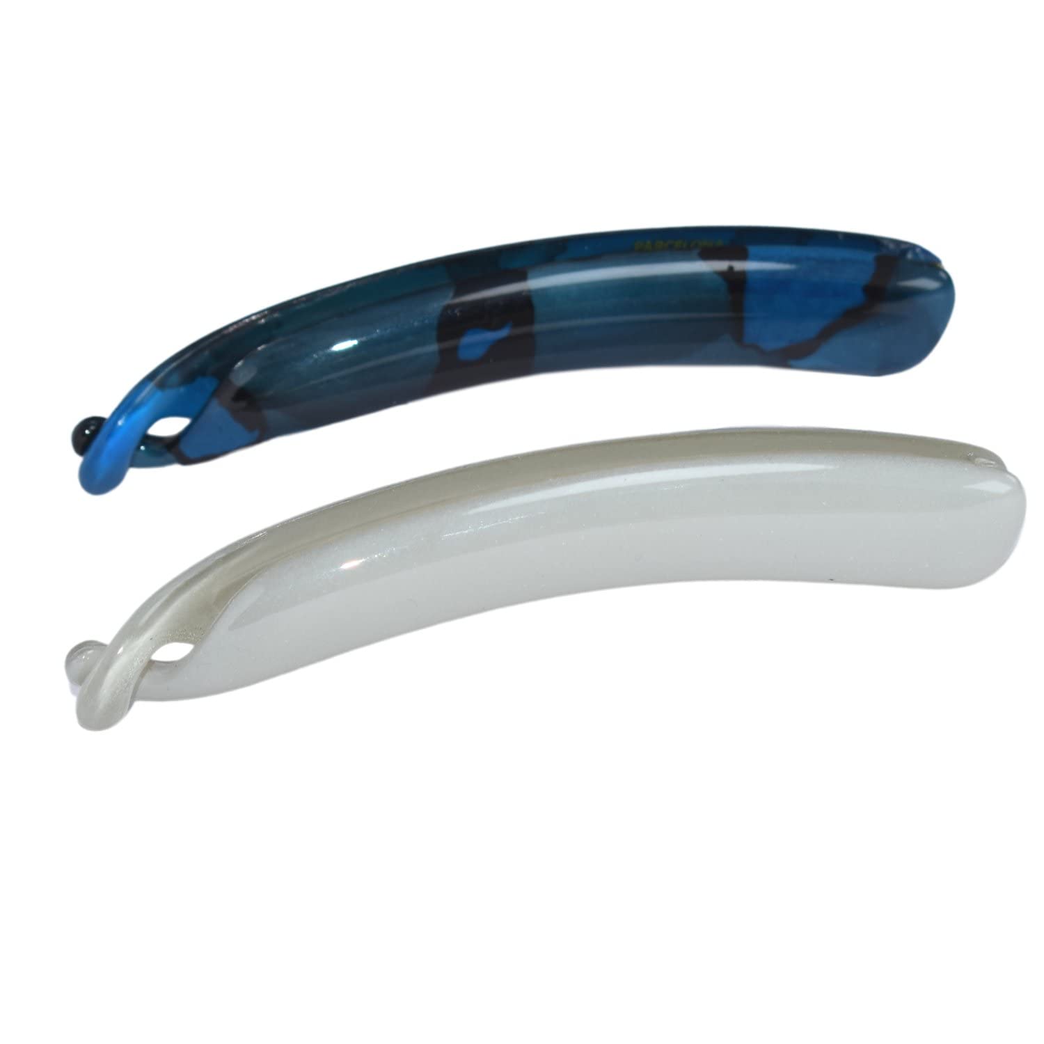 Parcelona French Small 3.75” Cellulose Set of 2 Banana Hair Clips for Women