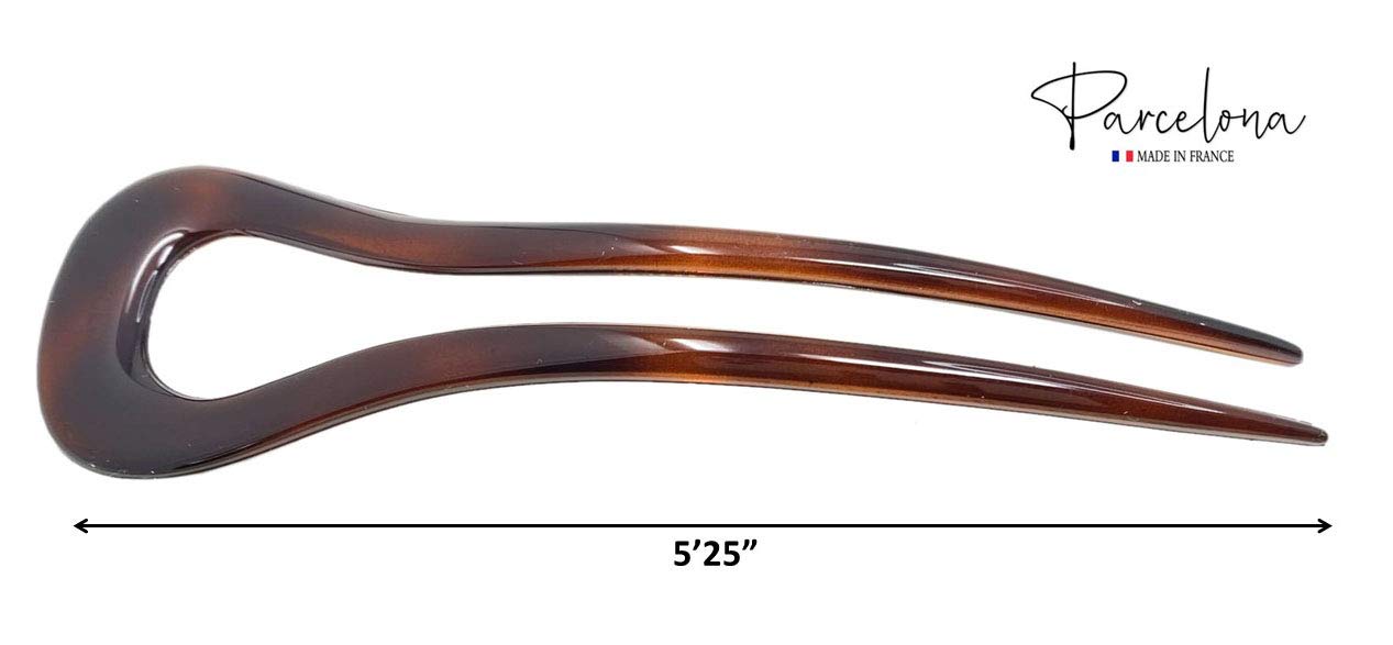 Parcelona French Classic Curve Shell Large 5 1/4” Set of 2 Chignon Hair Bun Pin