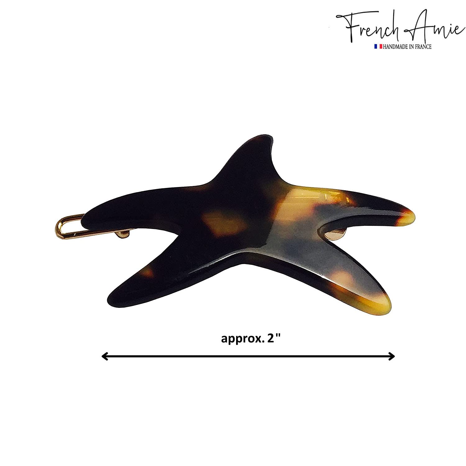 French Amie Star Small Cellulose Handmade Hair Slide Barrette With Snap Clips