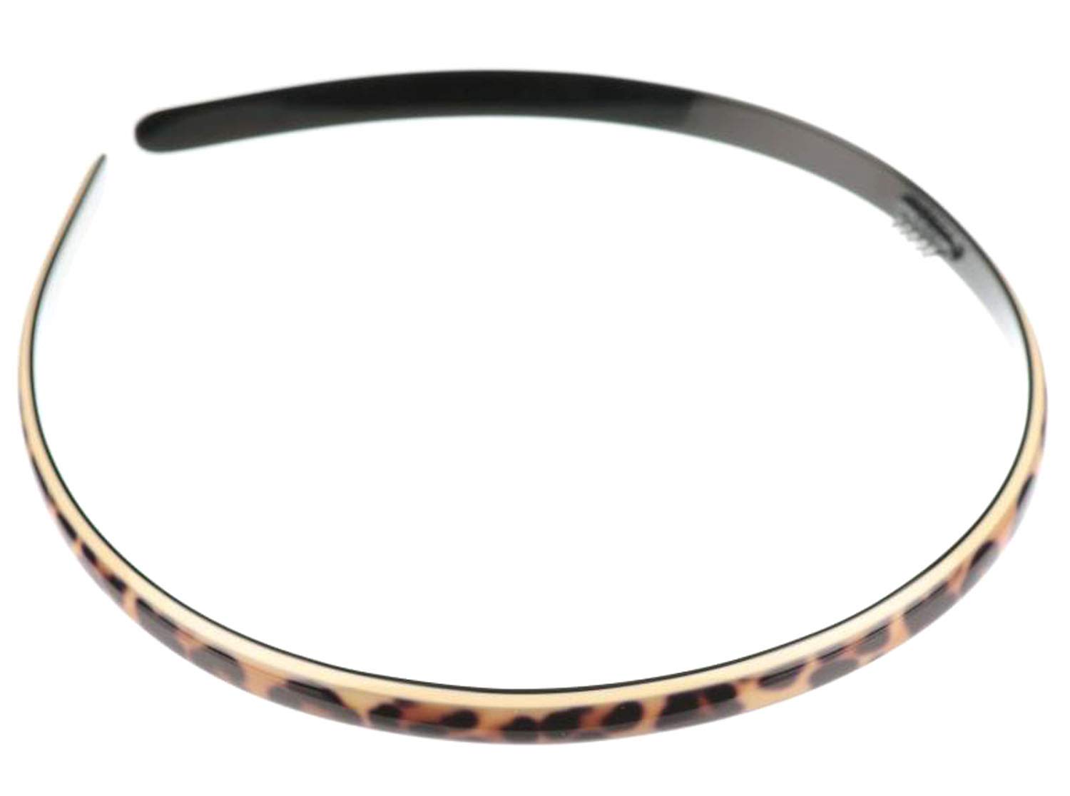 French Amie Narrow Leopard Print Brown Handmade Flexible Cellulose Headband for