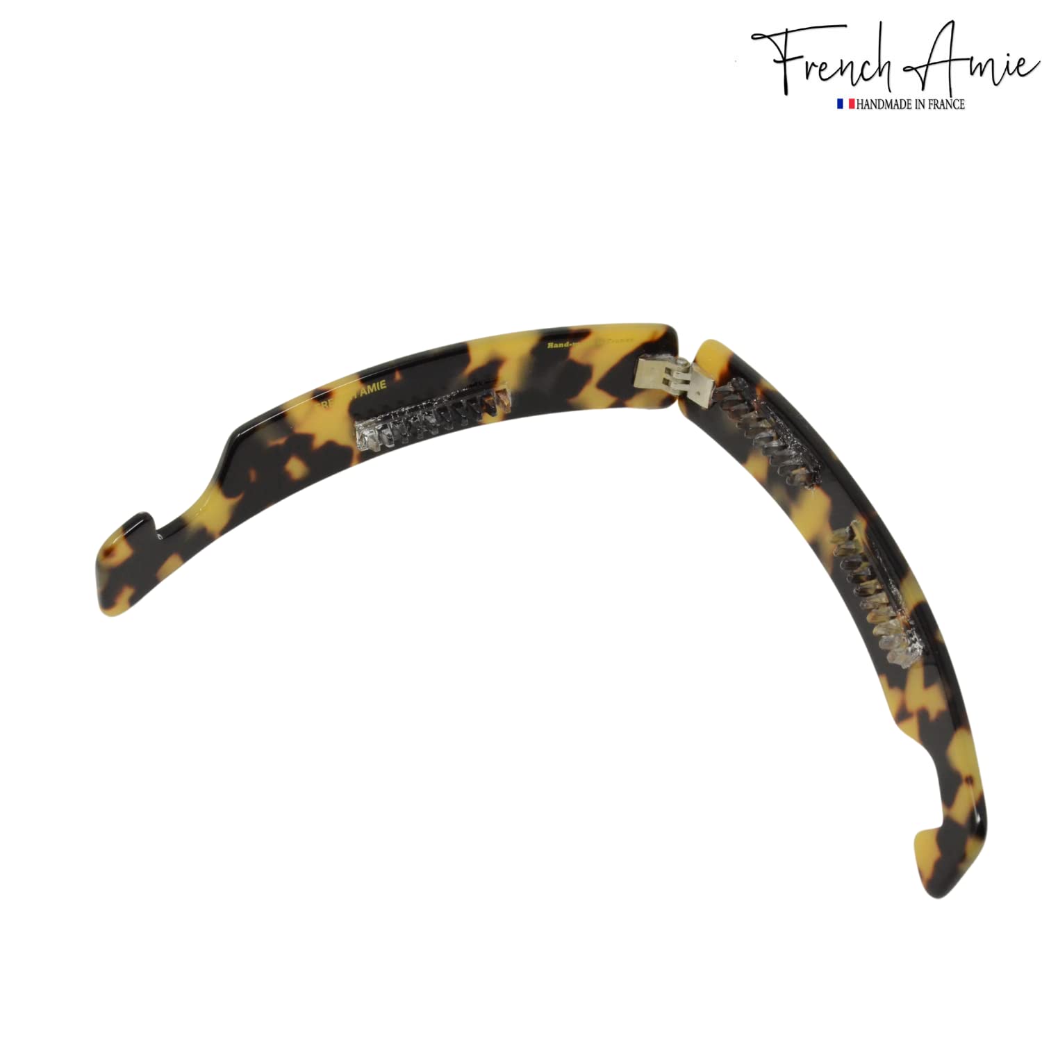 French Amie Elongated Curve 4" Cellulose Handmade Banana Hair Clip for Women