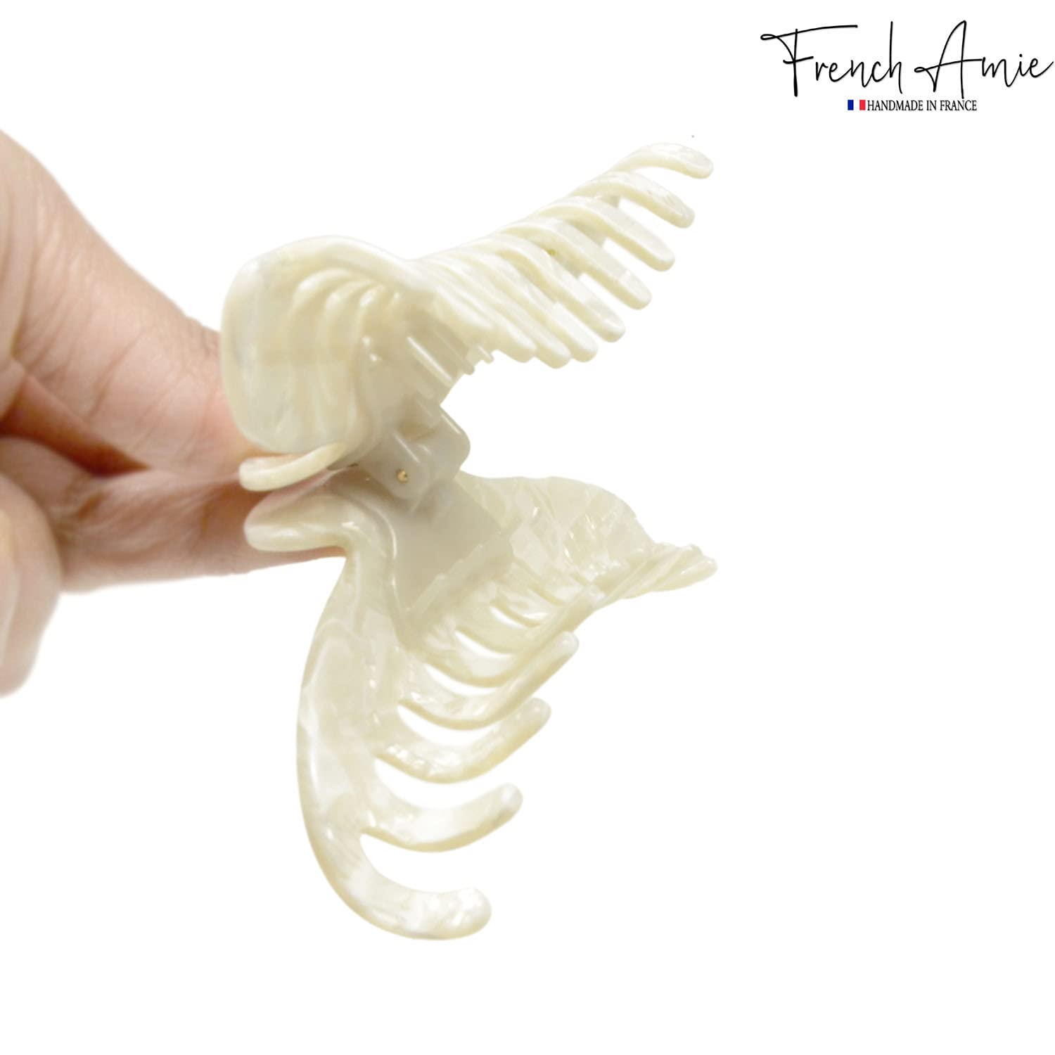 French Amie Contour Large 4 ¾” Cellulose Handmade Jaw Hair Claw Clip for Women