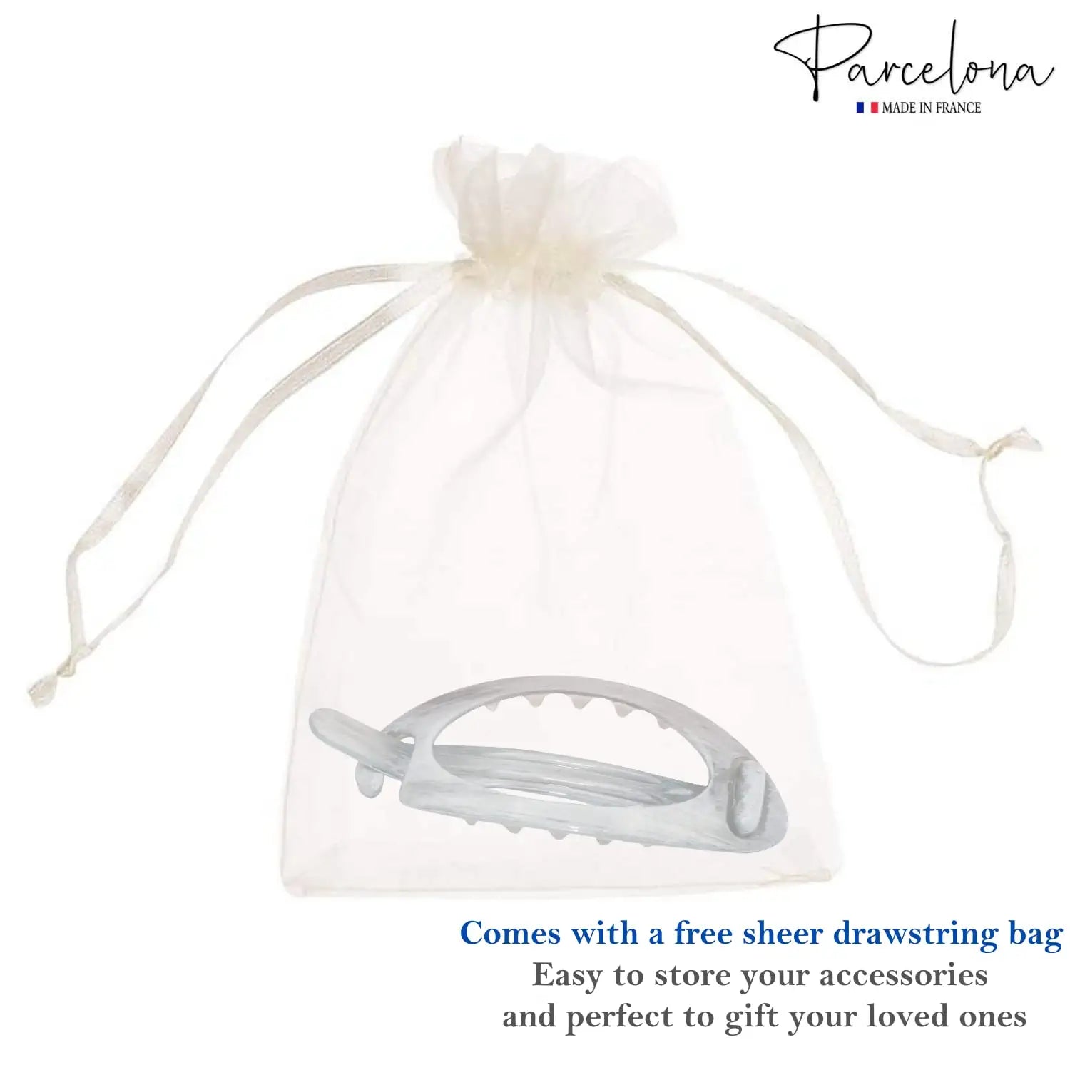 Parcelona French Plain Oval Small Cellulose Metal Free Hair Barrette for Women