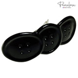 Parcelona French Medium Button Glossy Black Celluloid Acetate Hair Clip Barrette