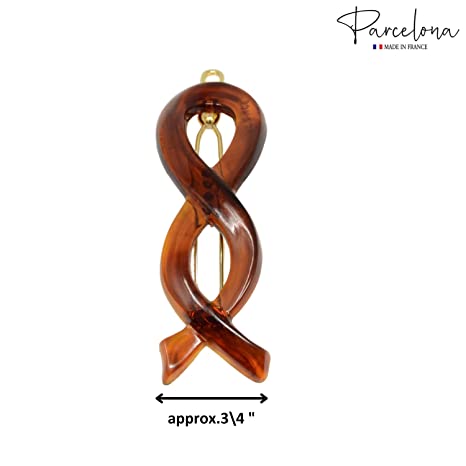Parcelona French Infinity Ribbon Small Cellulose Hair Barrettes for Women(2 Pcs)
