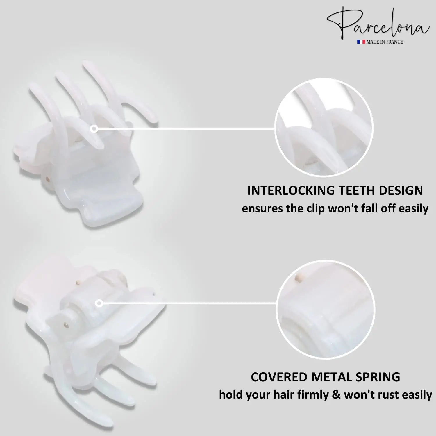 Parcelona French Glossy Square Very Small Cellulose Hair Claws for Women 2Pcs