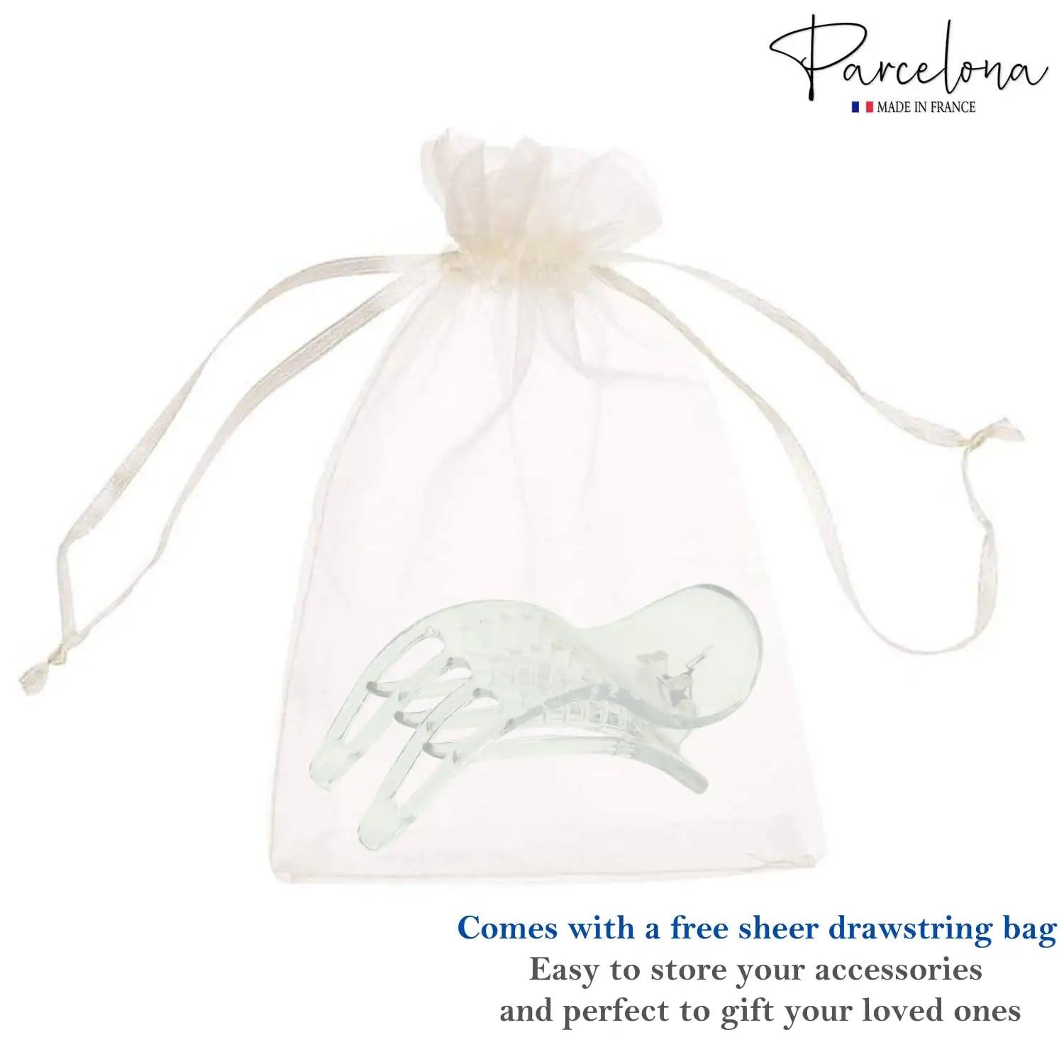 Parcelona French Simply Bear Paw Medium 3” Cellulose Hair Claw Clip for Women