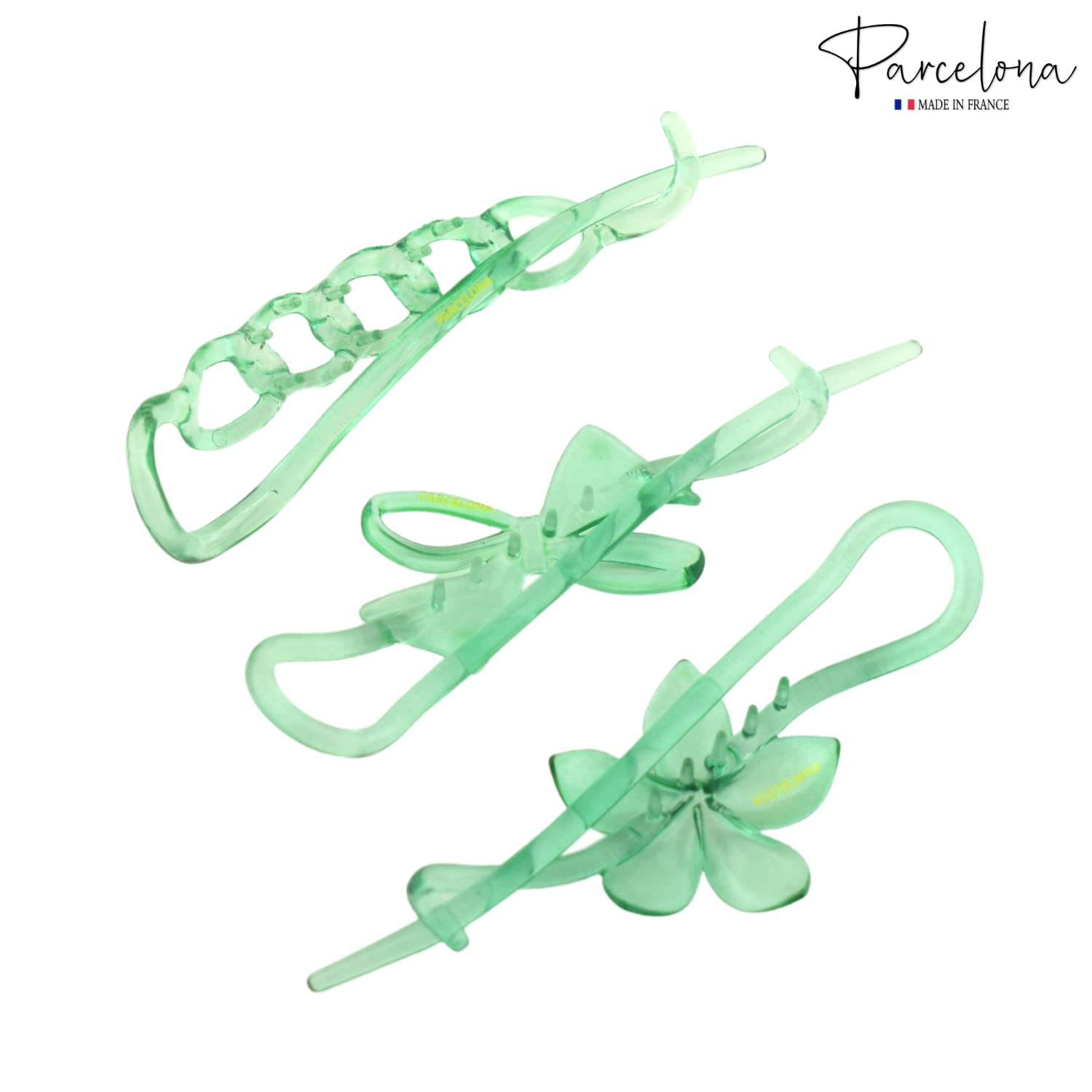 Parcelona French Large Twist N Clip Flower Bow Chain Hair Clip Barrettes