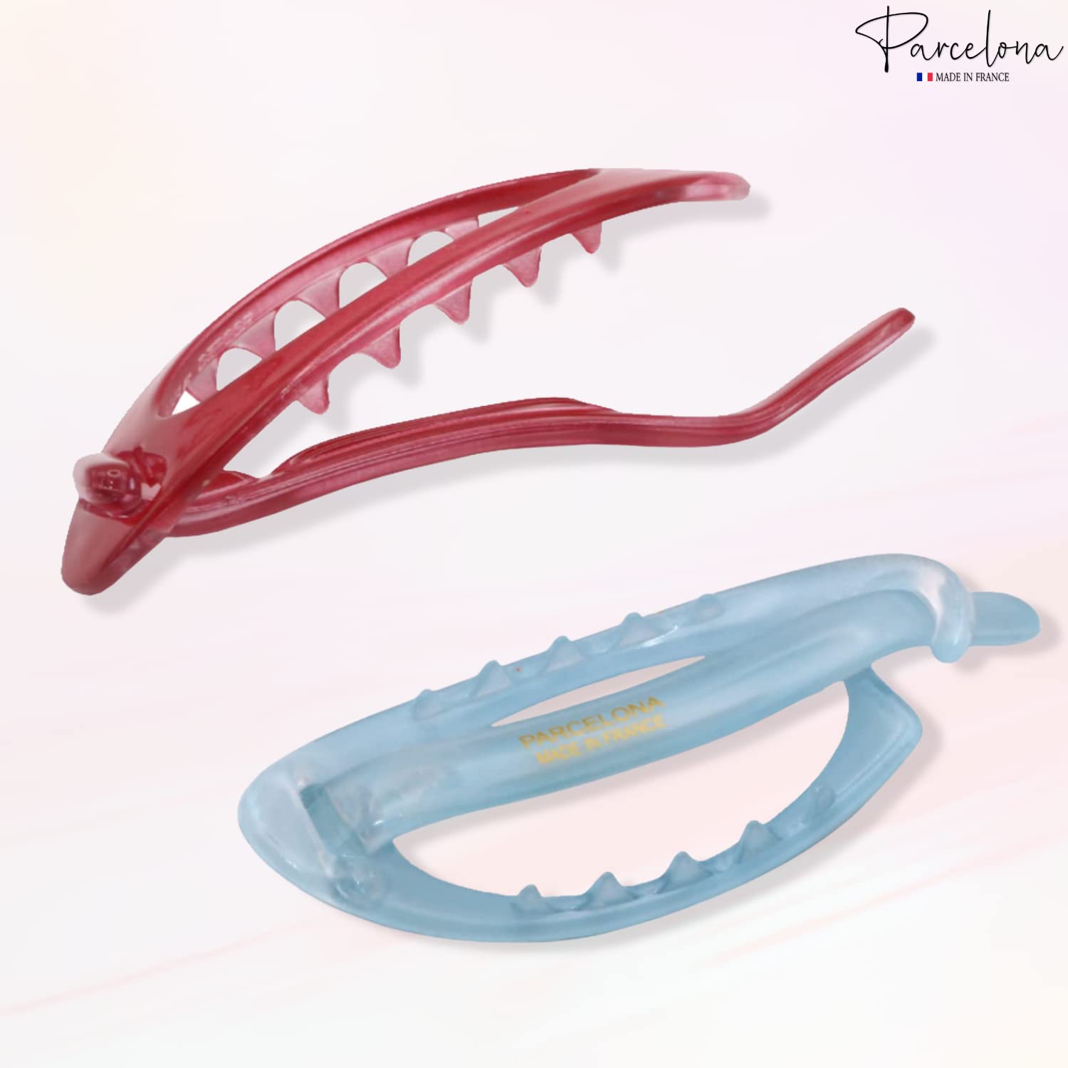 Parcelona French Plain Oval Small Cellulose Set of 2 Metal Free Hair Barrettes